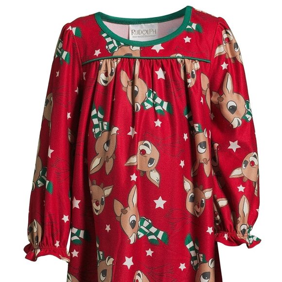 Rudolph The Red Nose Reindeer Girls Granny Style Sleep Gown Pajama, 3T - NWT - Picture 2 of 5